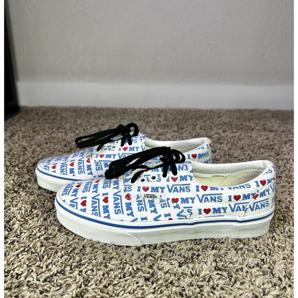 VANS Era I Heart My Vans Men's 6.5 Women's 8 Graphic Sneakers White Blue Canvas